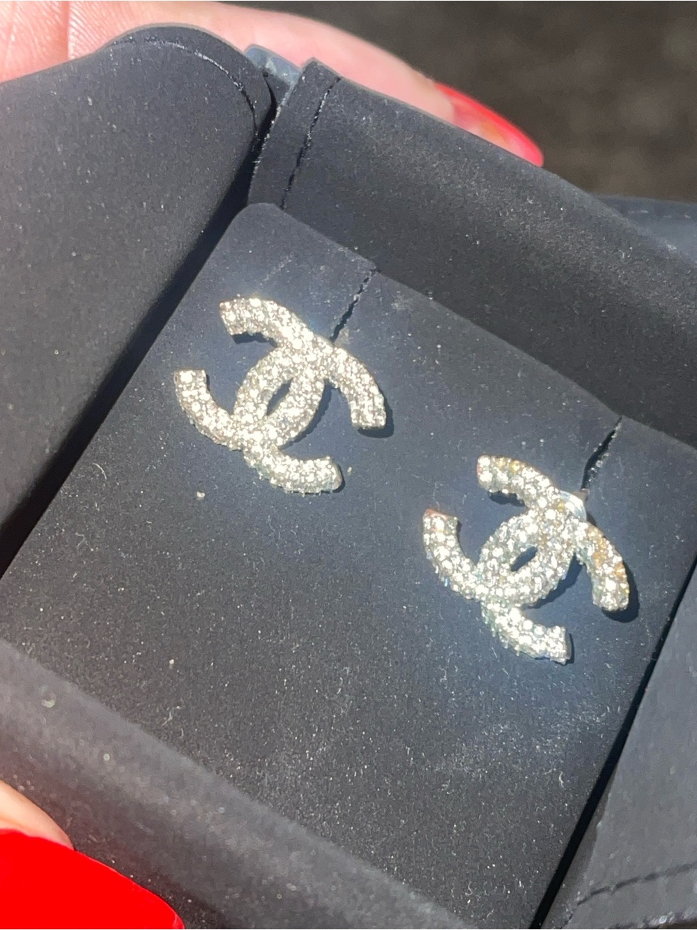 Crystal Chanel Classic Silver Earrings